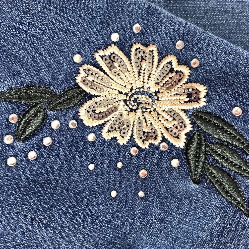 Est 1946 Denim Womens Jeans Size 8 Stretch Blue Bling Embroidery Rhinestones - Picture 8 of 10